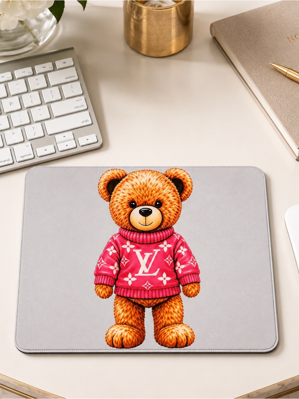 Pink Teddy Bear Mouse Pad with Logo